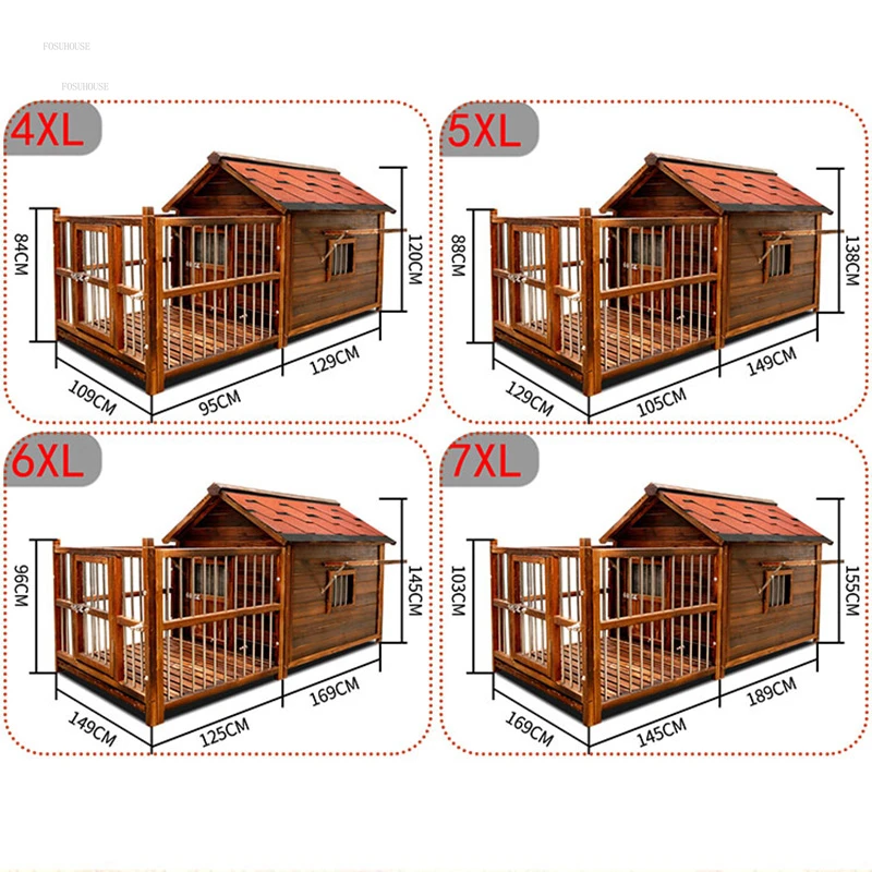 Home Solid Wood Dog Houses Outdoor Rainproof Pet Kennel