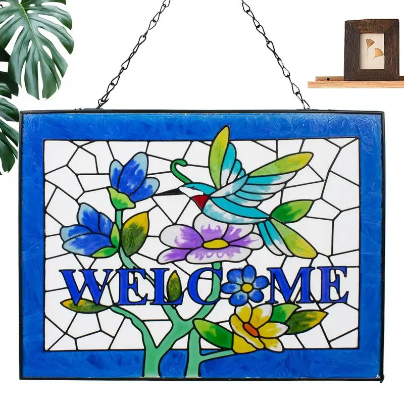 

Дверной знак Колибри, акриловый цветочный знак входной двери с имитацией зеленых растений, Настенный декор, красочный акриловый фермерский пружинный