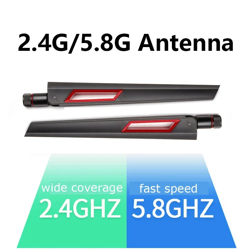 2 Pack 12dBi Dual Band WiFi Antenna 2.4G 5.8G RP SMA Universal Male Aerial for ASUS AC68U AC88U Router Wireless Card Amplifier