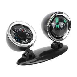 2 - in - 1 Compass and Thermometer Car Ornament - Stylish Automotive Accessory (Black)