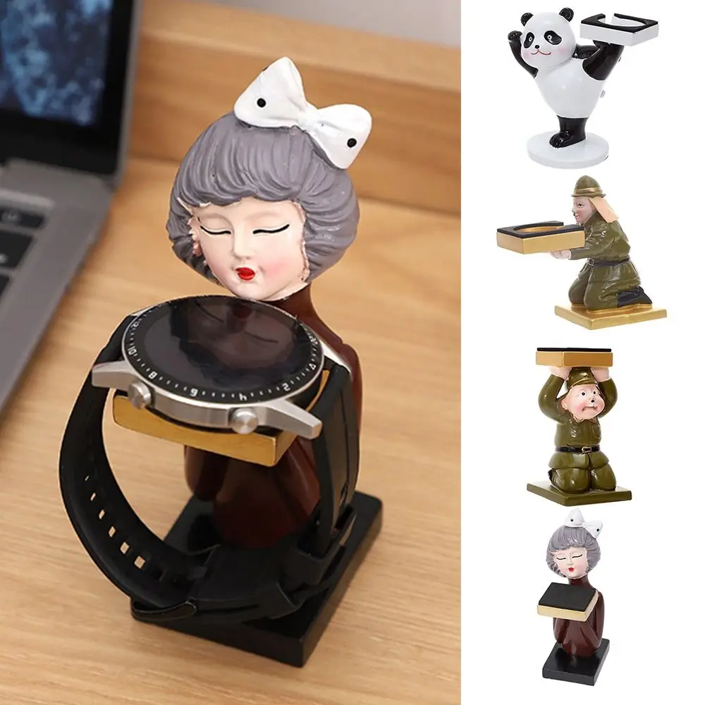 Multicolor Watch Holder Groove Dia.4cm Resin Craft Wireless Charger Support Table Ornament Astronaut Bear Smart Watch Stand