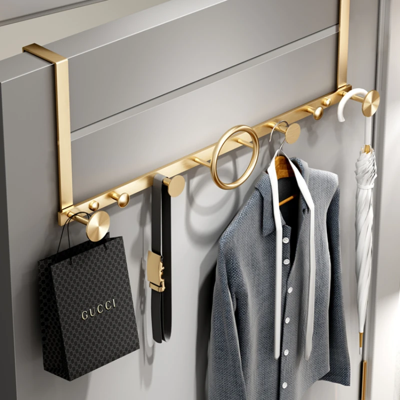 

Full copper door back hook creative hanger door on clothes hanger bedroom free perforation light luxury clothes hat wal