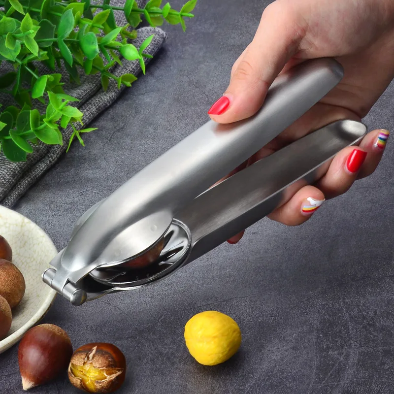Nut Sheller Nut Cracker Chestnut Peeler Chestnut Cracker Stainless Steel Chestnut Opener Cross Shaped Chestnut Household Multifunctional Peeling Tool Chestnut Clip Walnut Clip