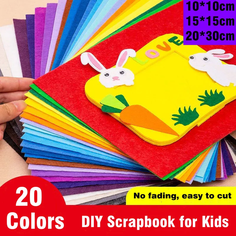 20 Pcs Felt Bundle For Kids Scrapbooking DIY Colorful Fabric Cloth