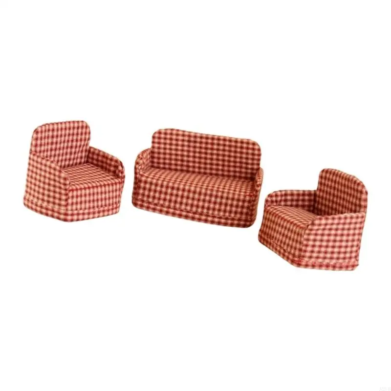 1/12 Puppenhaus Miniatur Sofa Modell Möbel für realistische Szene Dekore Kinder Rollenspiel Spiel Handwerk Projekt Dekoration – Detail 3