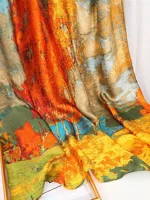 Fashion 180x90cm Satin Silk Scarf Women Luxury Large Shawl Wrap Muslim Hijab Headband Beach Stoles Female Bandana Foulard Turban 5
