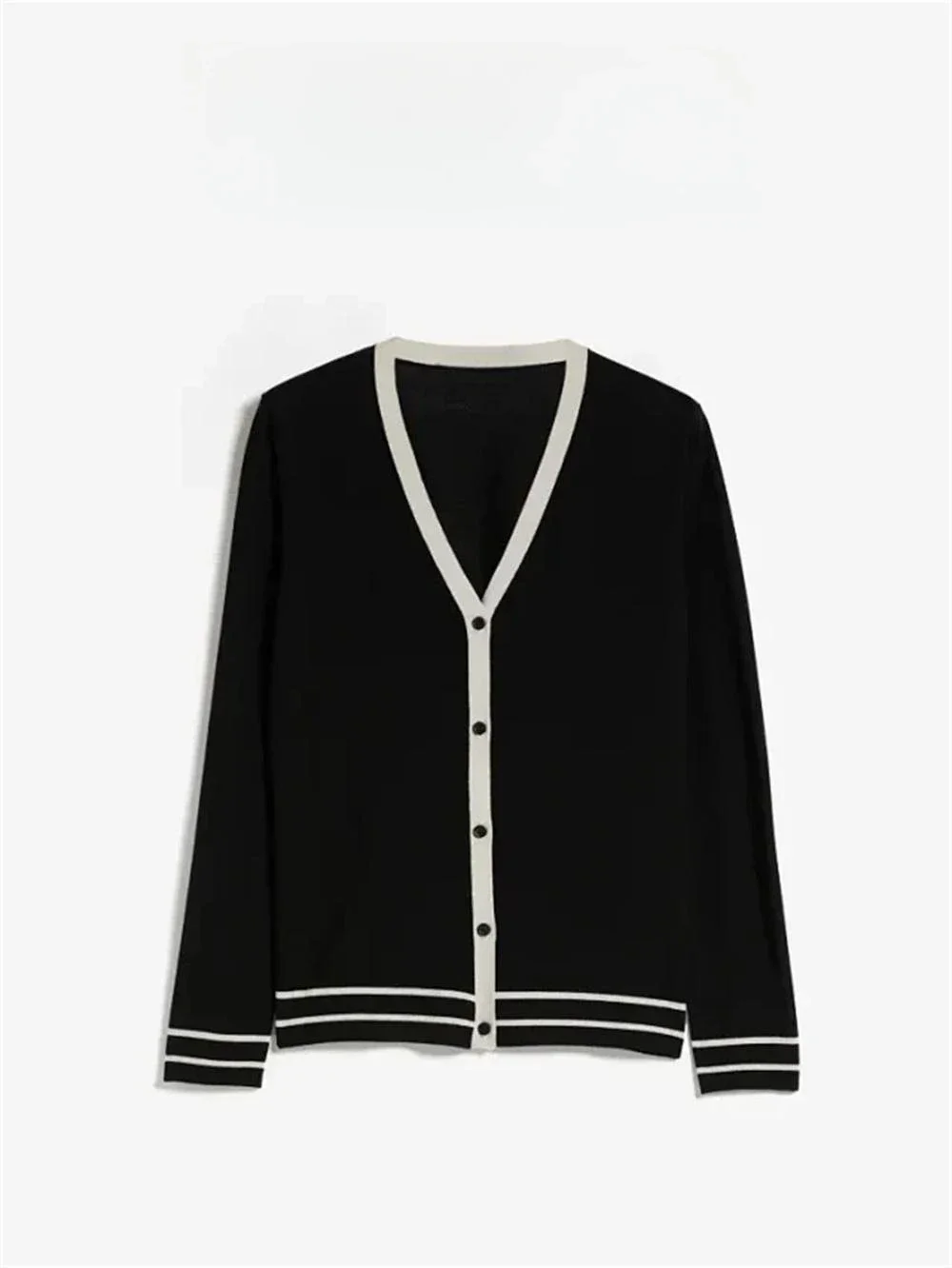 

Women's Knitted Cardigan 2023 New Fall Winter Color Patchwork V-Neck Single Breasted Commuter Elegant Long Sleeve Sweater