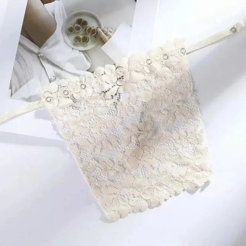 Lady Lace Clip-on Mock Camisole Bra Insert Overlay Modesty Panel Vest Bra Insert Wrapped Chest Protection Covering Tube Top women lingerie bra women tube tops lace camisole tops