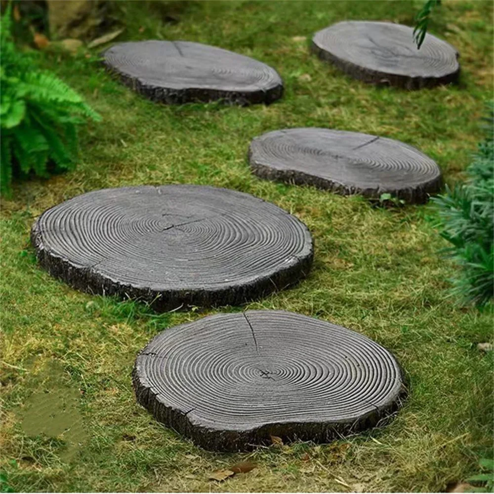 Wooden Pile Cement Stepping Stone Grinding Garden Anti-Slip Mold Outdoor Park Paving Imitation Brick Stone Concrete