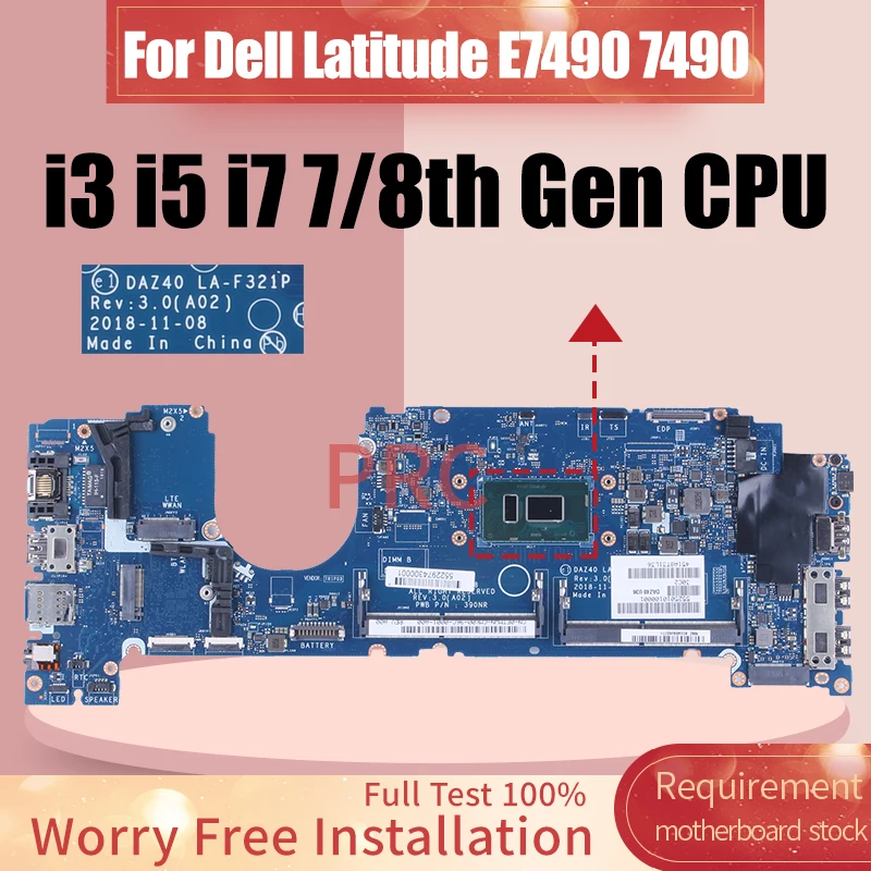 Placa-mãe do Portátil Dell Latitude 7490 La-f321p 0pp44f 0c56hh 03xg7d 02766v 03mk2n 0v05j5 i3 i5 i7 8th Notebook Mainboard - Imagem 6