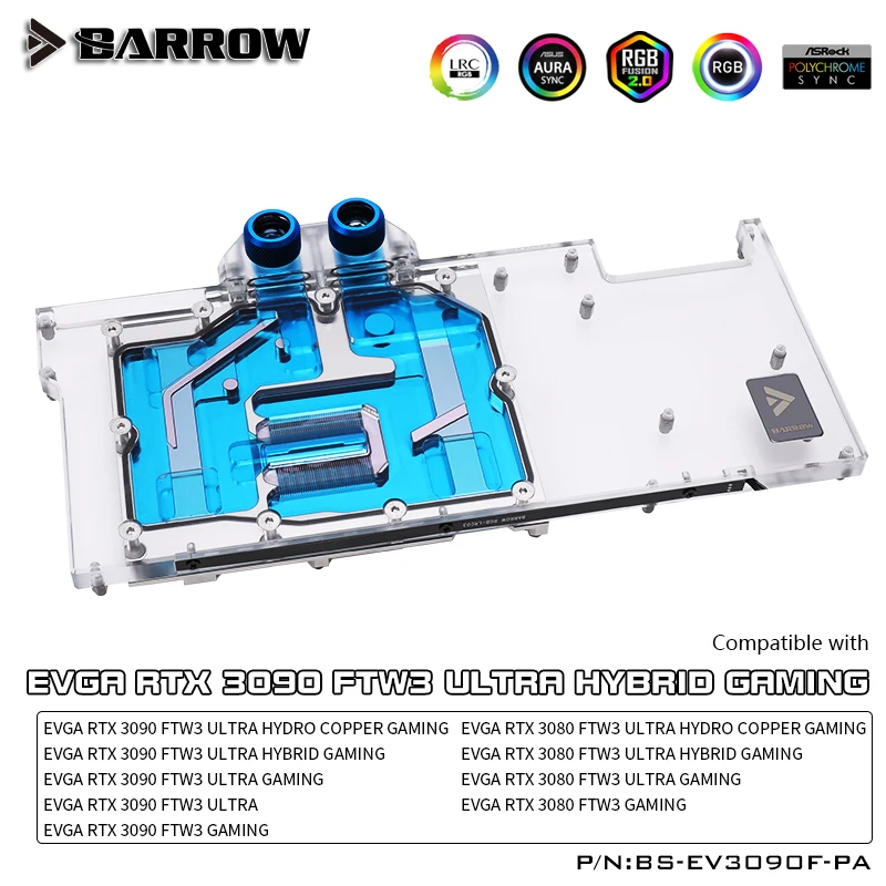 Barrow Copertura Completa Blocco Acqua Uso Per Evga Rtx3090/3080 Ftw3 Ultra Hydro Copper Gaming Raffreddamento Gpu Card Radiatore Argb Light