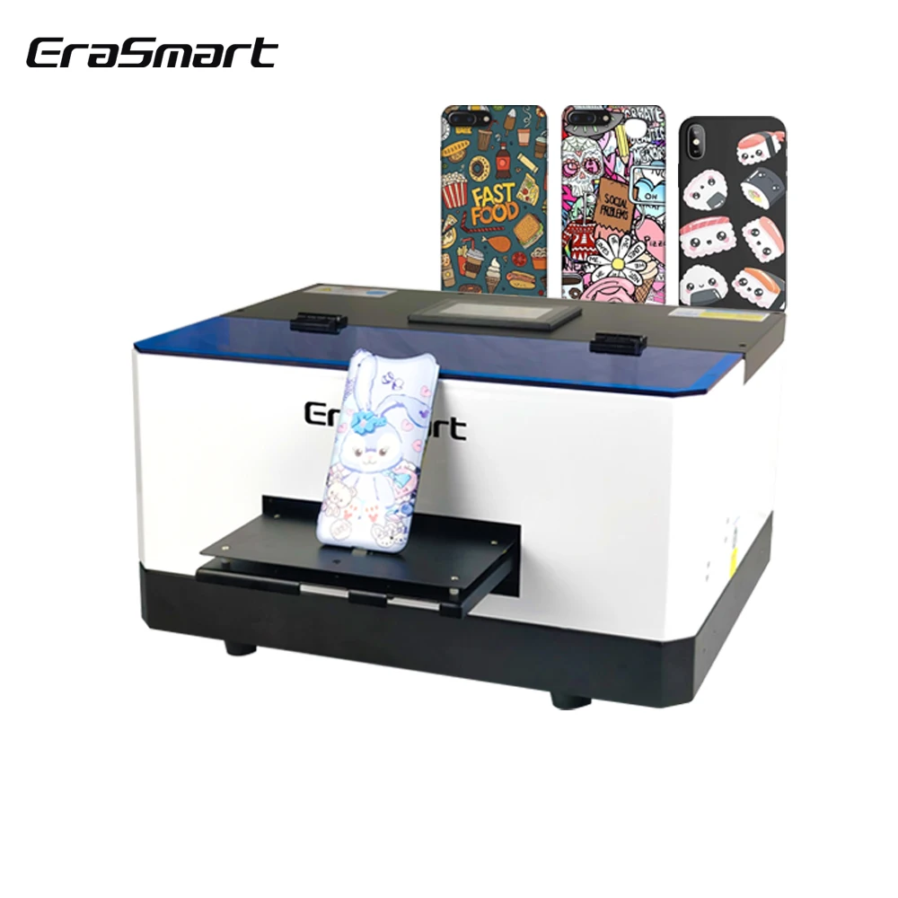 

Erasmart a5 uv flatbed printer 6 colors print head l800 mini a5 uv printer