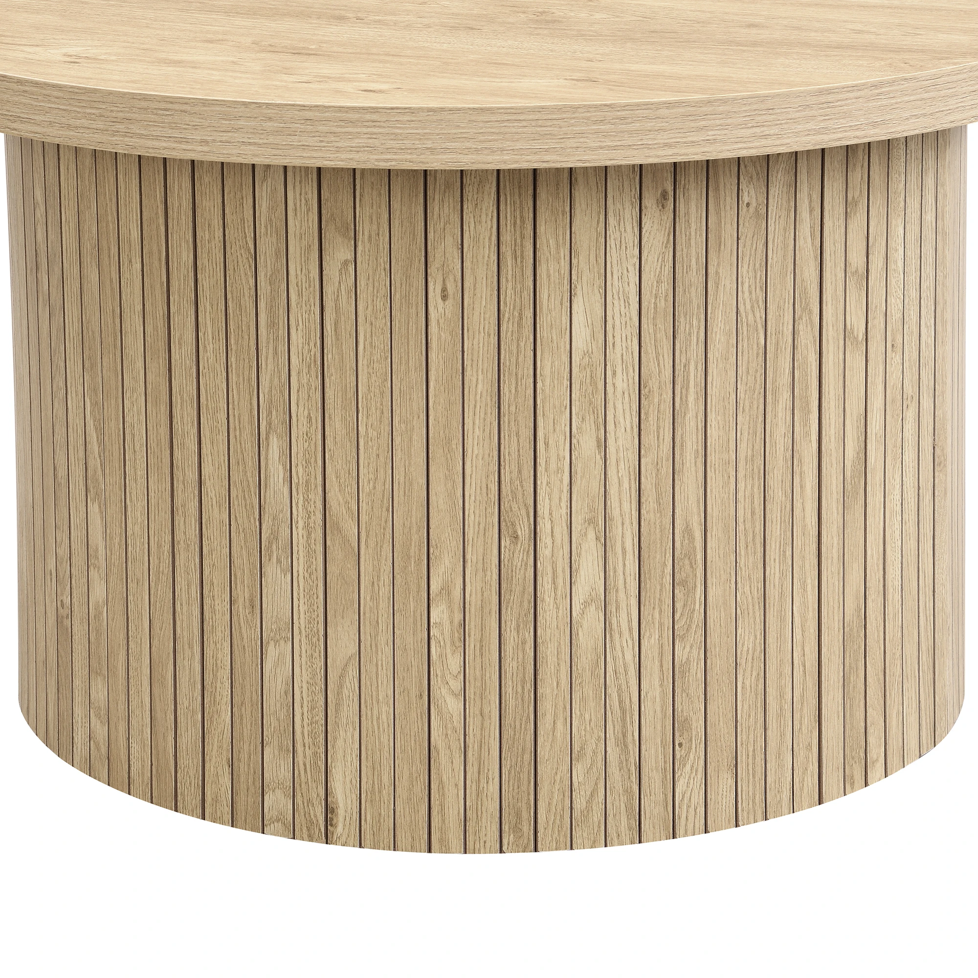 PINGGO Doppelrunder Couchtisch mit Naturholzlatten, Multifunktionaler Wohnzimmertisch, Beistelltisch – Detail 18