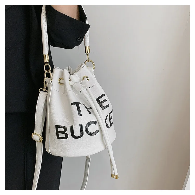 Spring New Fashion Letter PU Leather Bucket Bag - Fashion Styling 3