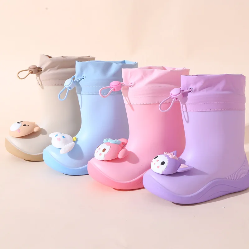 

Детские резиновые сапоги Kawaii Sanrio Hello Kittys Mymelody Cinnamoroll Kuromi Мультяшные аниме резиновые сапоги Нескользящие водонепроницаемые