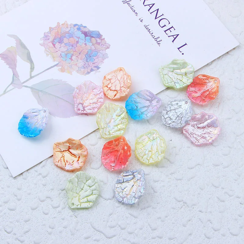 

20pcs Frost Design Leaf Resin Crafts 22mm Colorful Resin Charms Cabochon DIY Jewelry making Accessories Decoration Pendant
