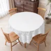 180cm White Butterfly Flower Round Tablecloth Embroidery Cover Wedding Party Events Banquet Hotel Table Cover Dining Table Decor 3