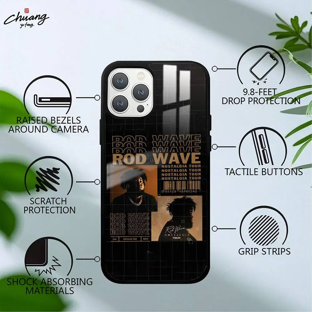 Premium Glass Texture Phone Case Featuring Rapper R-Rod Wave Design