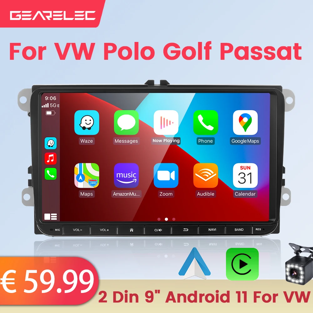 9 "Android Car Radio Multimedia Player Carplay Android Auto Touch Screen Per Volkswagen Vw Golf Polo Passat B6 B7 Touran Skoda