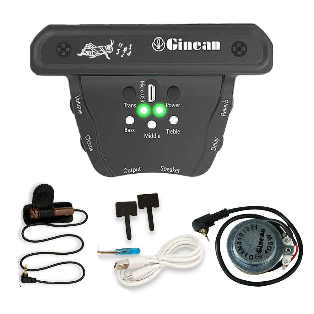 Ginean JS-APE301 Acoustic Guitar Pickup Soundhole Magnetic Pickups Built-in Reverb Chorus Delay Resonance Pickup