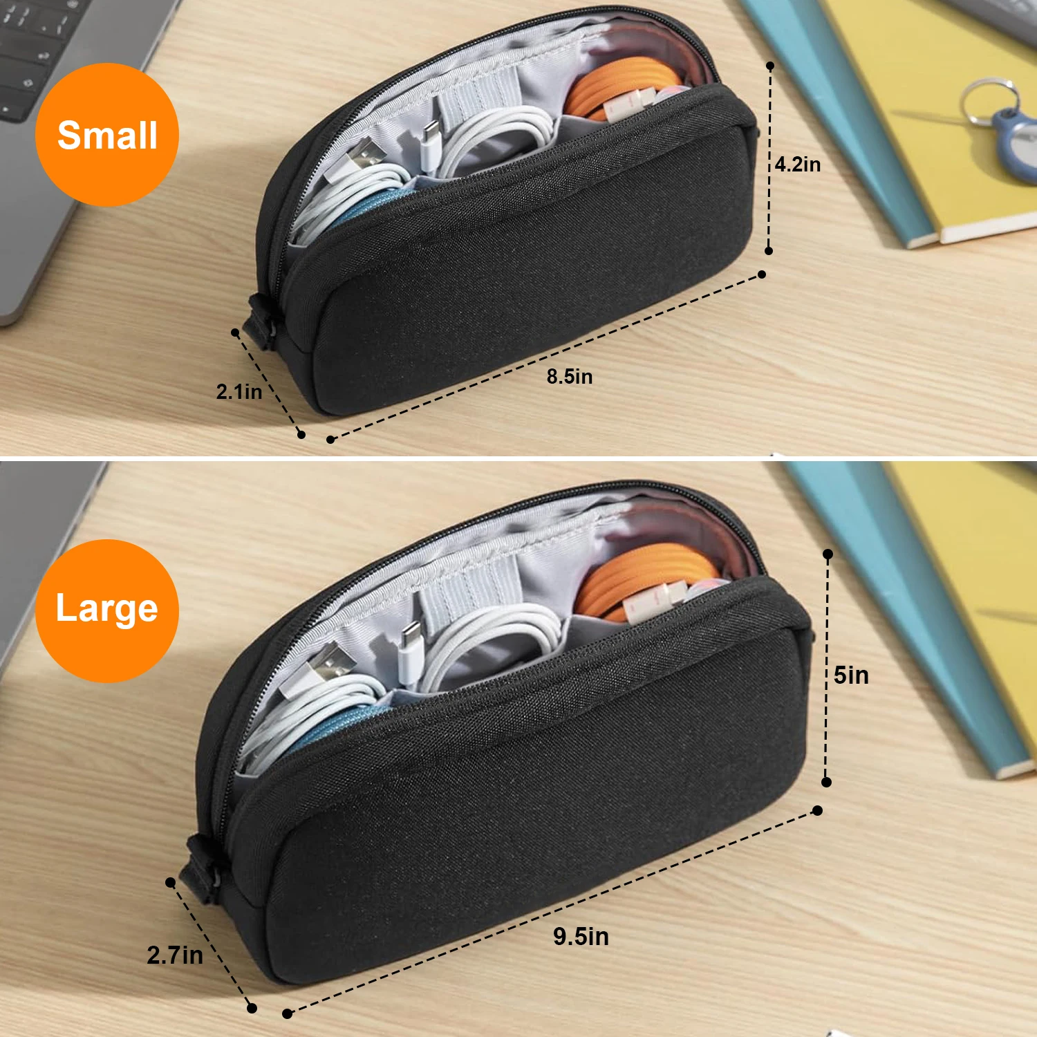 Electronics Organizer Travel Case, Cable Organizer for Essentials,  Storage for Cord, Phone, Cables, Airpods, USB Flash Drive - 3