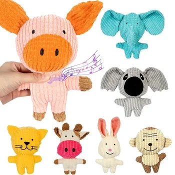 Cute Plush Toys Squeak Pet Cow Rabbit Animal Plush Toy Dog Chew Squeaky Whistling Involved Squirrel Dog Toys 1
