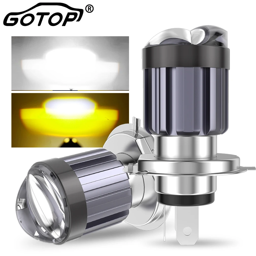 NHHEO BA20D H6 LED Faro Del Motociclo Lampadina Rosso Blu Angelo Occhio 25W 6000K con Faretto Super Bright Moto High Beam/Low Beam Bianco 4 Modalità