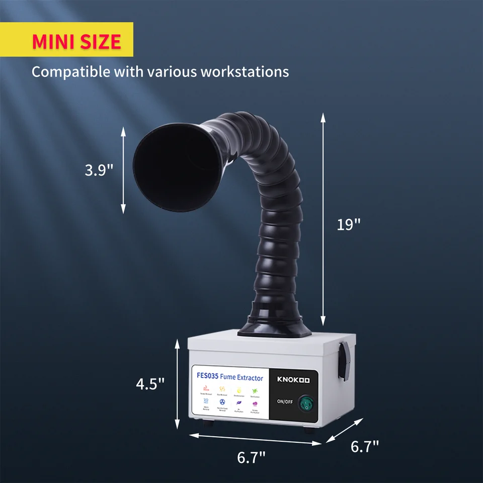 KINGSOM K-SOON2 100W Solder Fume Extractor – 210m³/h, 3-Speed, 99.97% Purification For Welding, 3D Printing, Laser