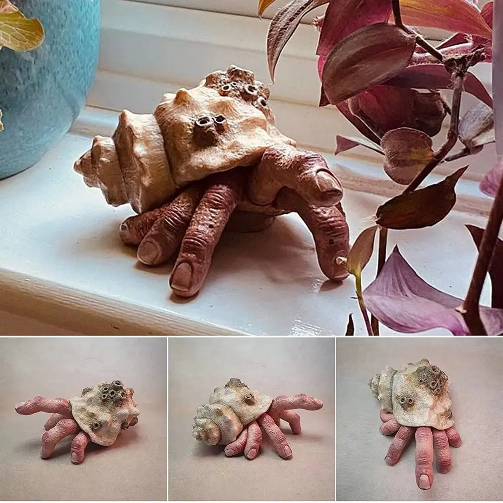 Finger Toy Realistic Resin Finger Crab Simulation Conch Shell Parasitic Finger Crab Colorful Snail Hermit Crab Toys Kid Gift