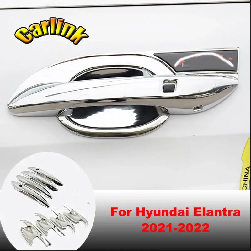 

For Hyundai Elantra CN7 Avante i30 2021 2022 ABS Chrome Car Side Door Handle Door Bowl Decorative Cover Trim Sticker Accessories