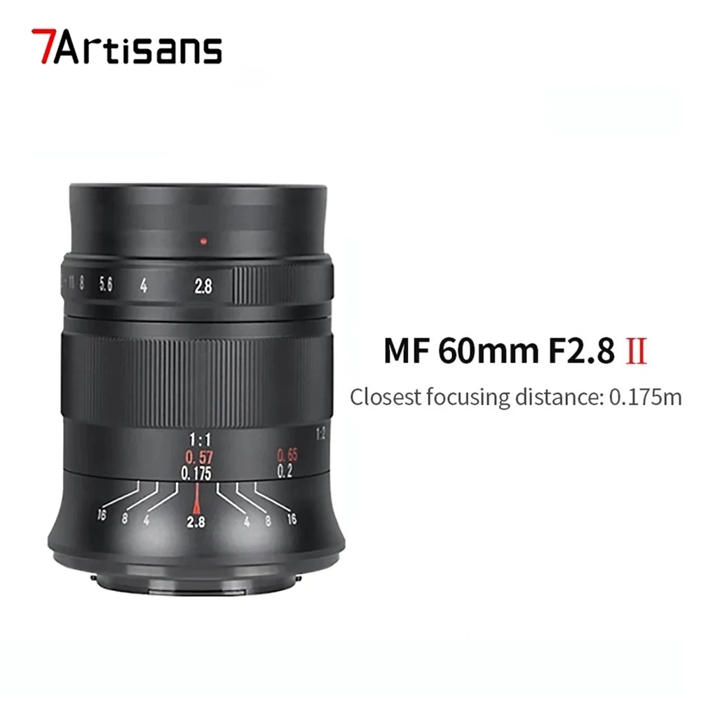7 Artigiani 60Mm F2.8 Ii Obiettivo Di Messa A Fuoco Manuale Obiettivo Macro Aps-C Per Fotocamere Sony E Nikon Z Z50 Canon M/Rf Fuji Xf M4/3 Leica L Mo