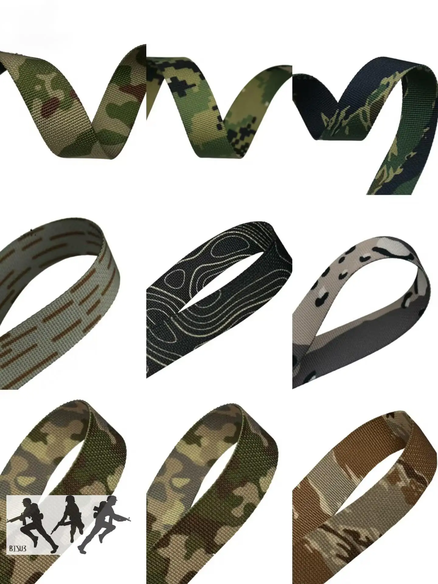 2.5Cm All Terrain Tiger Pattern/Durban Camo Ribbon Gilet Tattico Tracolla Attrezzatura Militare Nastro Molle Fai Da Te Multi Camo