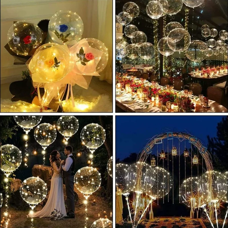 10 Stück 20 Zoll transparente Bobo-Luftballons mit LED-Lichterkette, klarer Heliumballon, Hochzeitstag, Geburtstag, Party-Dekoration – Detail 10