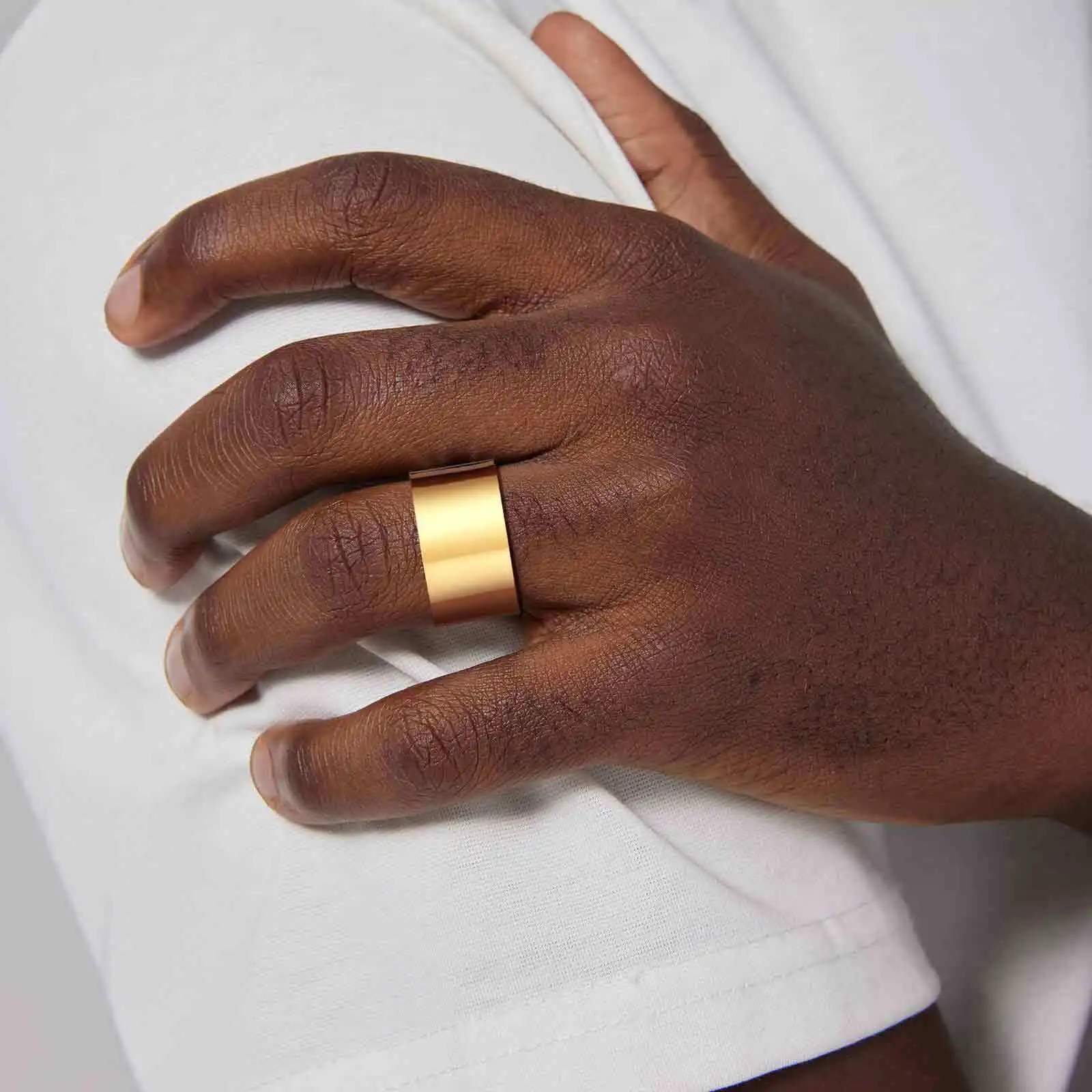 Men's Punk Stainless Steel Open Ring,6/8/11.5MM Width Stainless Steel Bend Ring,Simple Free Adjustable Ring