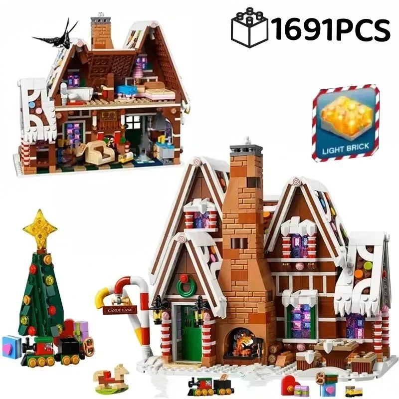 Icons 10293 Santa&rsquo;s Visit Model Building Blocks Bricks Set Adults Toys Gingerbread House Decoration 10267 With Xmas Tree Gifts