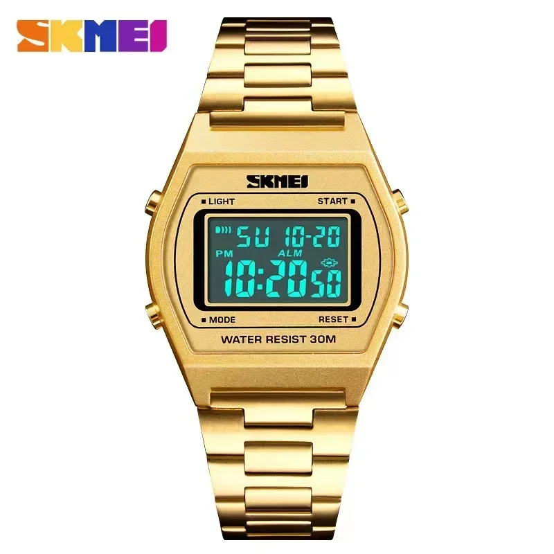 

Skmei Alloy Strap Business Watches 12/24 Hours Relogio Masculino Men Fashion Watch 1328 Outdoor Sport Luxury Digital Wristwatch