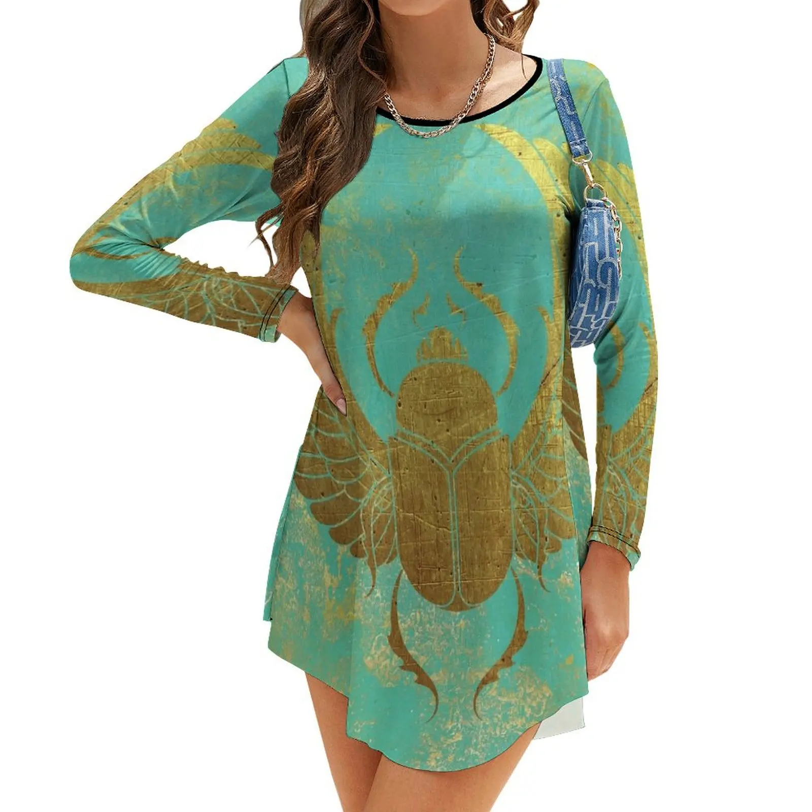 

Ancient Egypt -Scarab Long-Sleeve Dress summer woman dress 2024 women formal occasion dresses