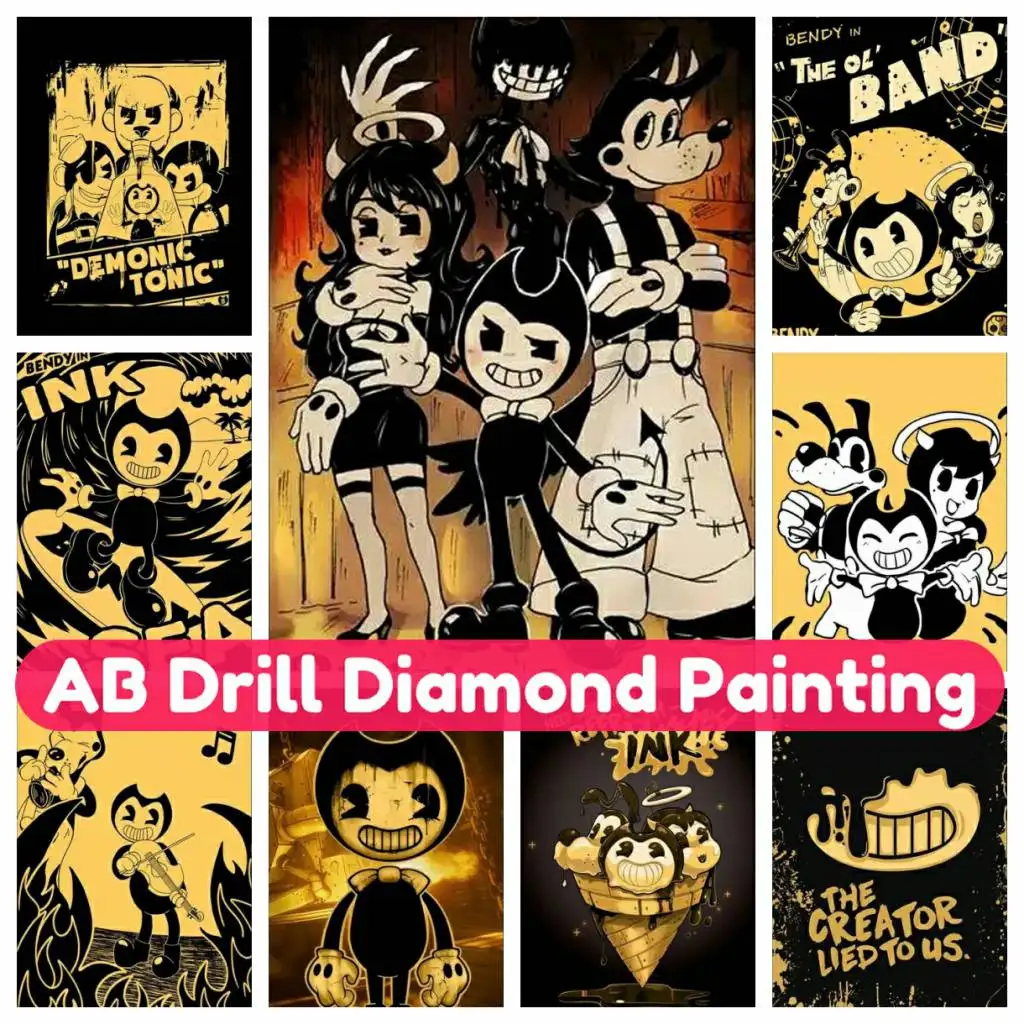 

B-Bendy Game Machine DIY 5D art accessories AB Diamond Painting kit Mosaic Full Drill cross stitch kit Embroidery New 2024