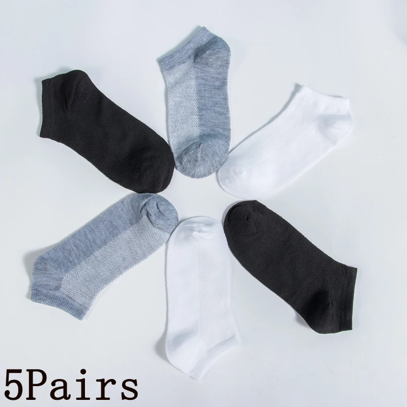 5Pairs/Lot Women‘s Summer Breathable Socks Solid Color Comfortable Soft Cotton Unisex Ankle White Black Sock