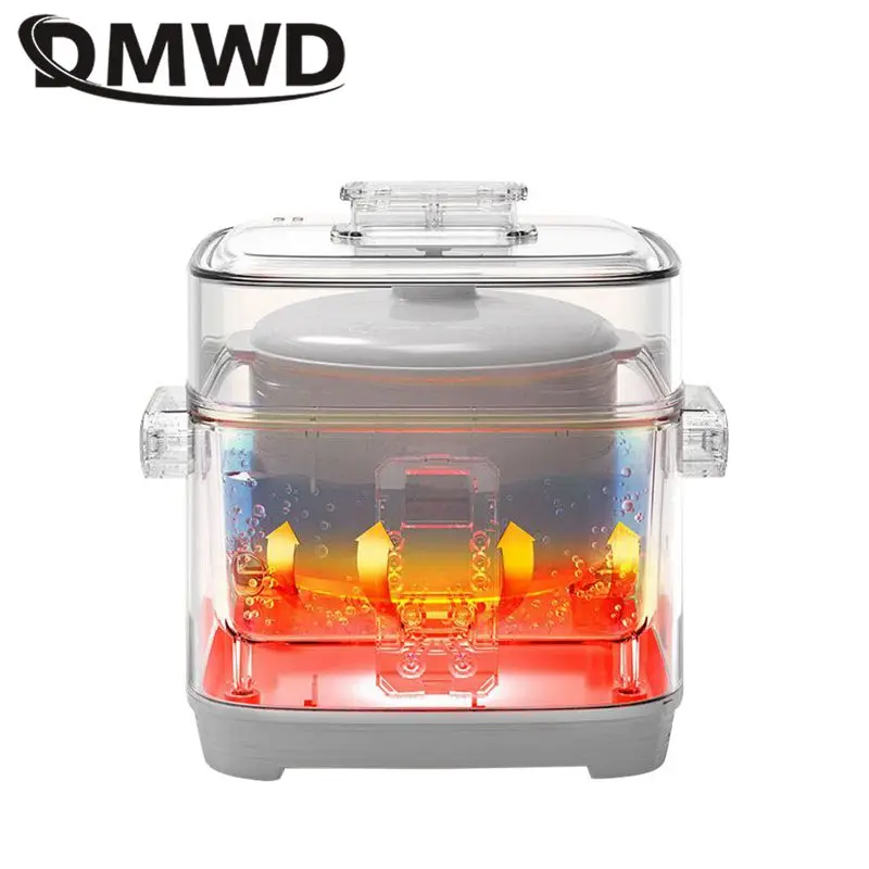 DMWD Electric Slow Cooker 1L Stewing Soup Pot Bird's Nest Maker Porridge Casserole Breakfast Machine White Porcelain Liner 220V 4