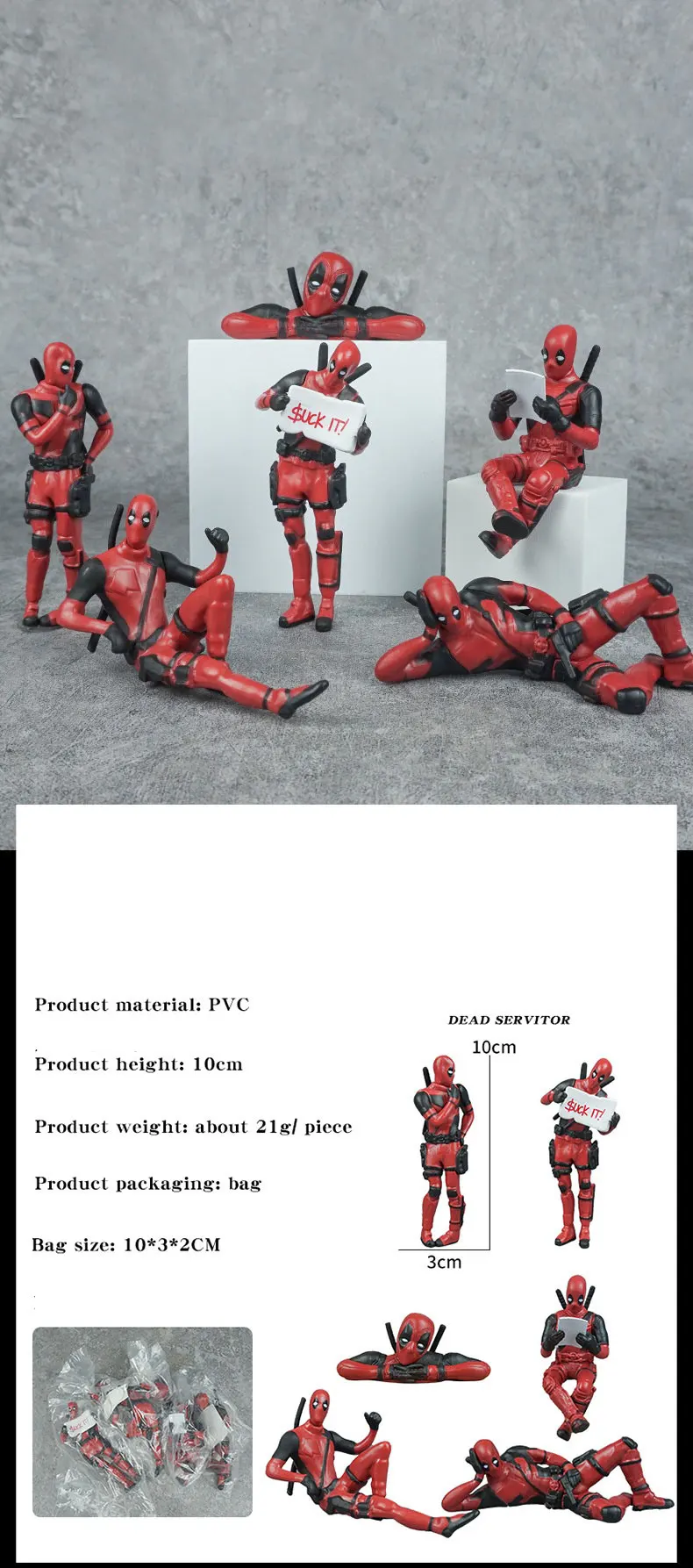 6 Schreibtisch-Dekorationen Deadpool Auto Zuhause Büro 8cm X-MAN Lustige Niedliche Figuren-Modelle Spielzeuge – Detail 1