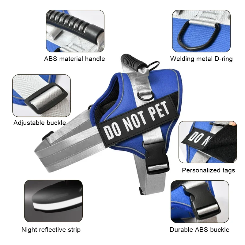 KOMMILIFE Adjustable nylon dog harness personalized reflective breathable pet dog harness vest for small medium large dogs dog harness dog harness leash set