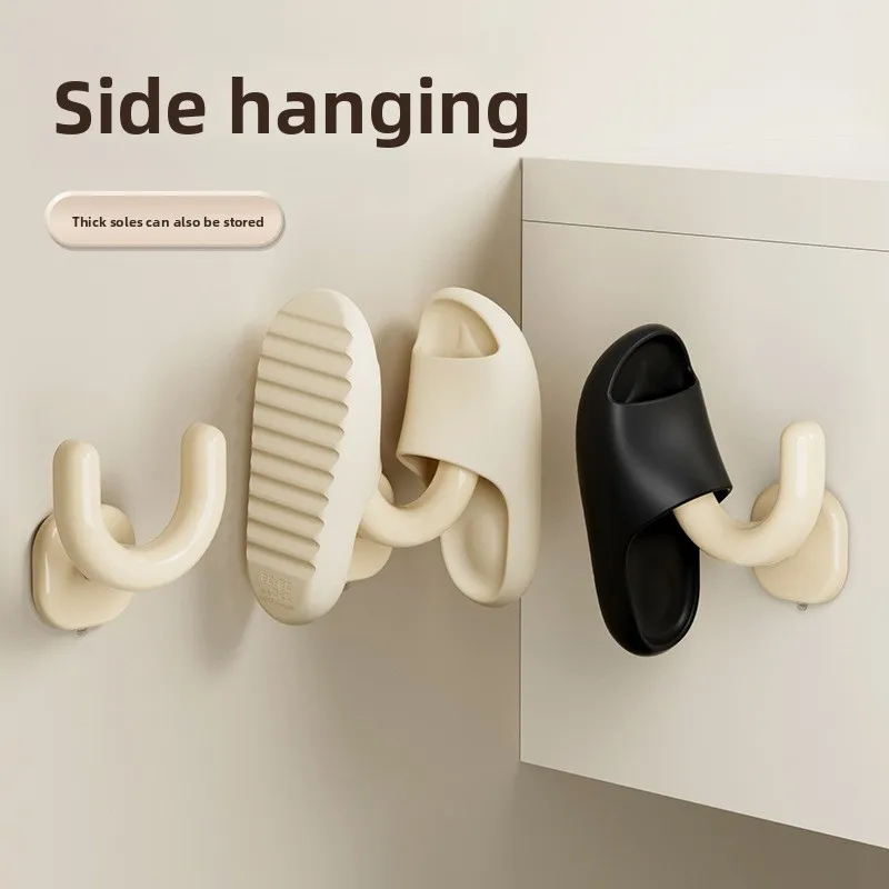 Suction cup slipper holder, no punching, wall mounted, can be sandwiched for storage, hook can drain water, strong adhesive hook