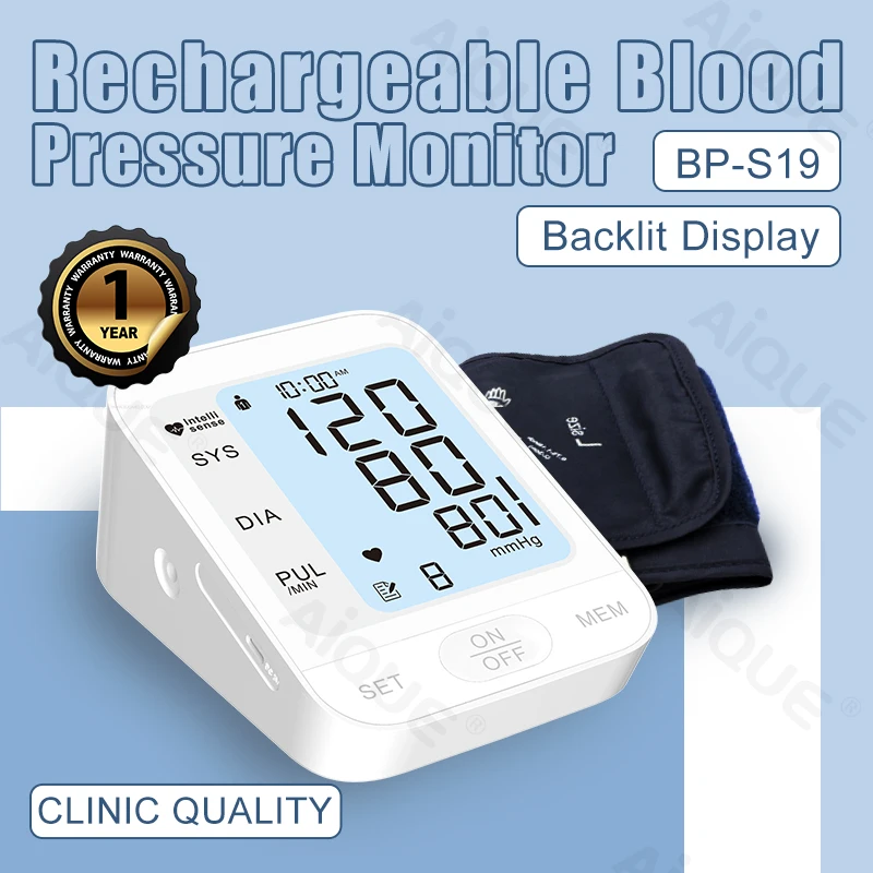 Rechargeable Blood Pressure Monitor Digital Backlit Sphygmomanometer Bp Tonometer Arm Cuff Talking BPM High Accurate blood pressure monitor blood pressure meter