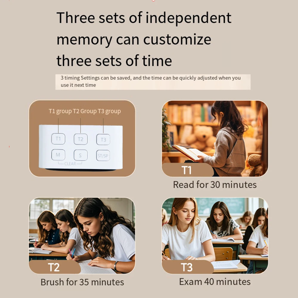 Digital Kitchen Timer Magnetic Count Up/Down Clock with Custimize Function  Large LED Screen for Kids Testing Exercise