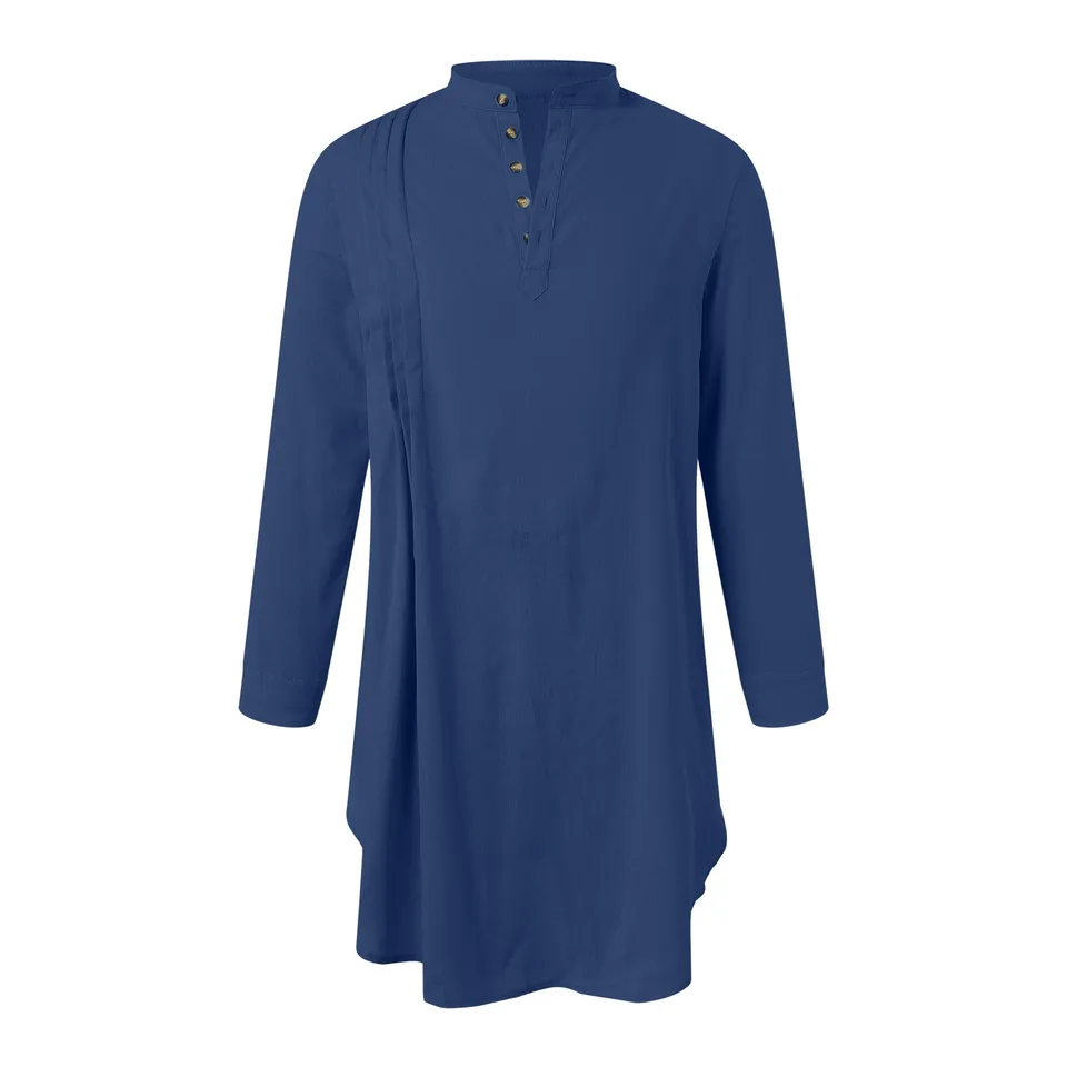 Men's Arabic Button Down Cotton Linen Shirt