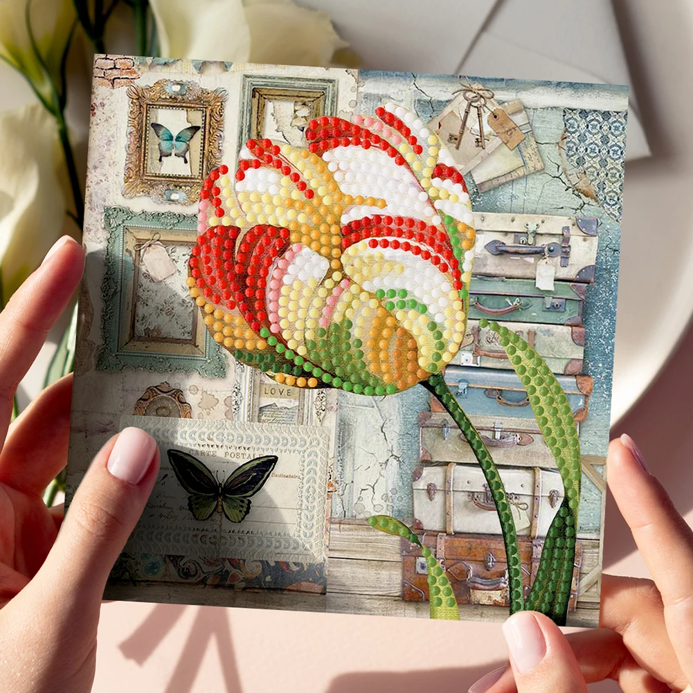 8Pcs/set DIY Diamond Painting Greeting Cards Christmas Birthday Postcards 5D DIY Kids Festival Embroidery Greet Cards Gift