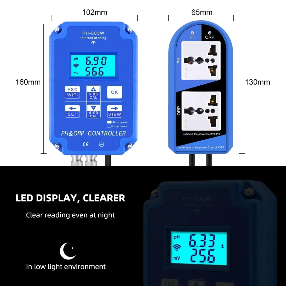High-precision KL-803W WiFi Monitoring Digital Acid-base and Redox Controller PH Meter ORP