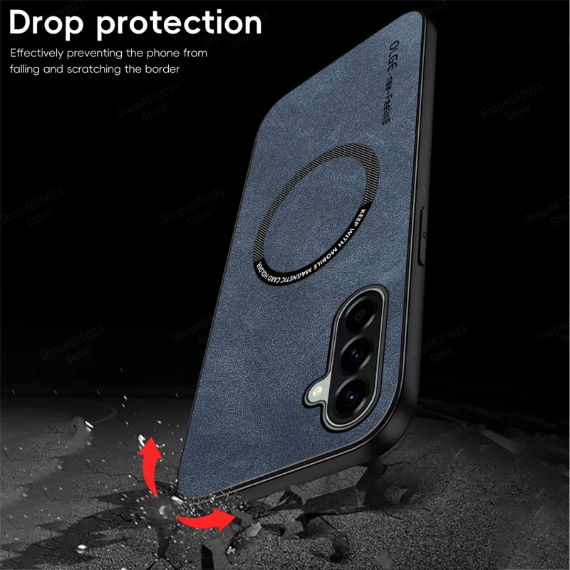 Magnetic Leather Shockproof Phone Case with MagSafe Compatibility