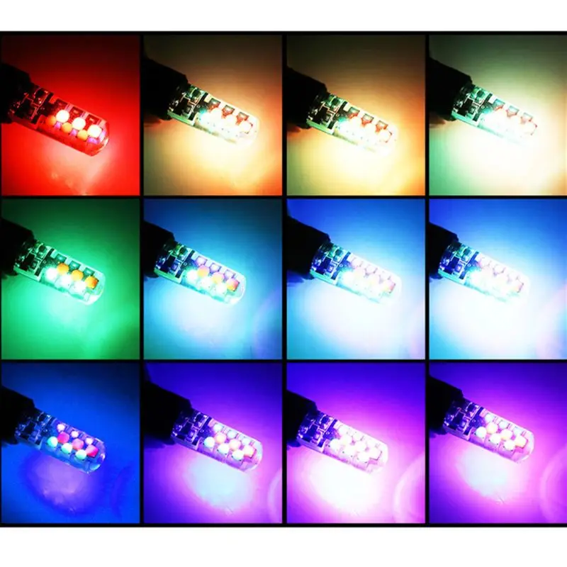 2Pcs 자동 독서 빛 T10 W5W RGB LED 전구 자동차 인테리어 돔 램프 Re D0UC